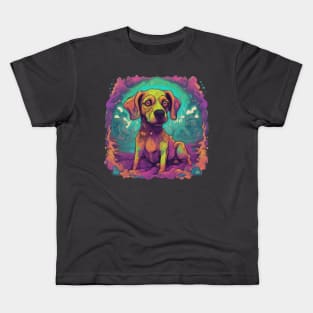 Psychedelic Dog Cute Pupper Kids T-Shirt